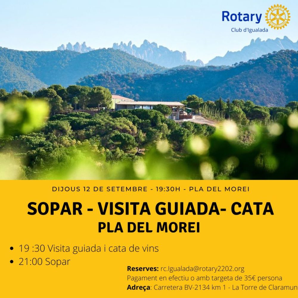 Sopar Visita – Guiada – Cata al PLA DEL MOREI